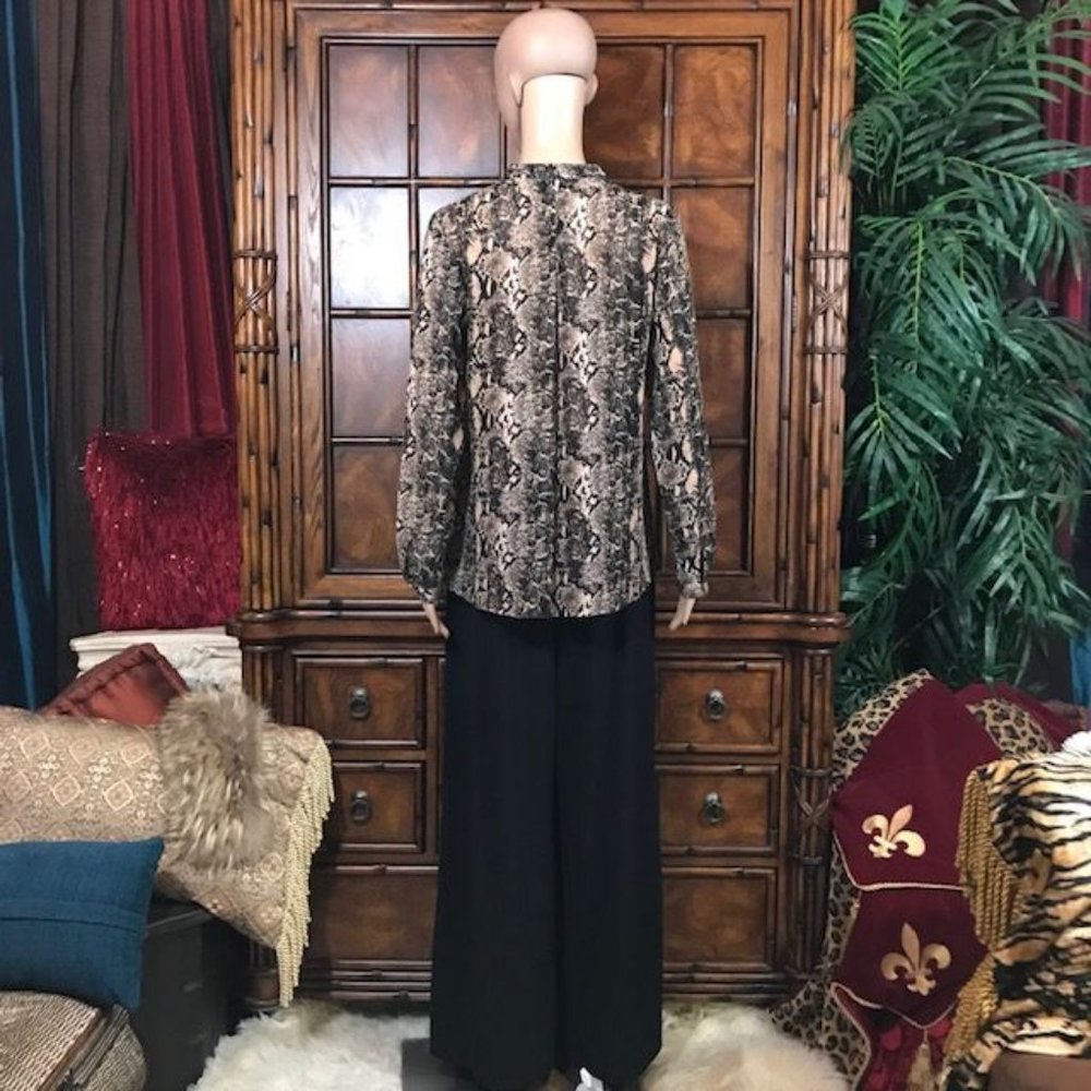 Joan Rivers Natural Python Micro Crepe Overlay V-neck Top - Picture 5 of 13